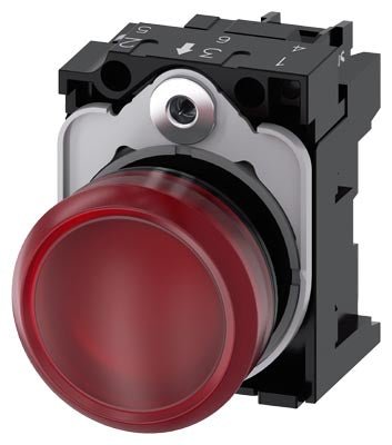 3SU1102 - 6AA20 - 1AA0 Indicator lights, 22 mm, round, plastic, red, with integrated LED 24 V AC/DC - Gabby Electric