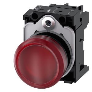 3SU1106 - 6AA20 - 1AA0 Indicator light with holder Ø22mm, LED 230VAC, red - Gabby Electric