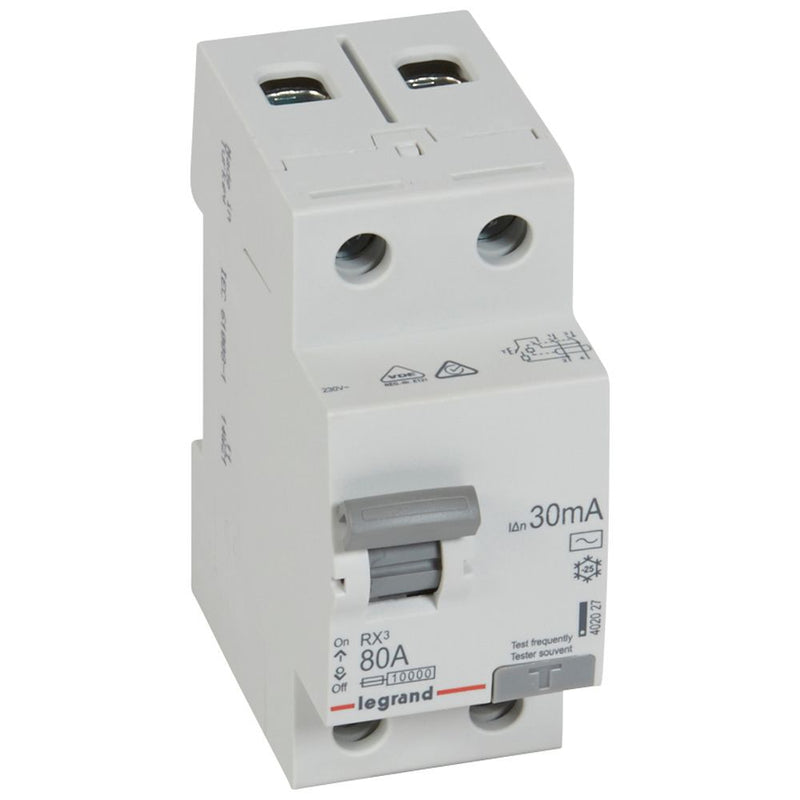 402027 Legrand RX³ Residual current circuit breaker 2P 230V 80A 30 mA AC type - Gabby Electric