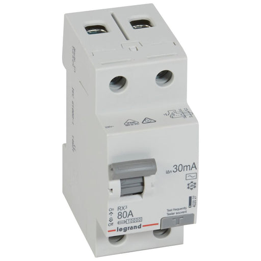 402027 Legrand RX³ Residual current circuit breaker 2P 230V 80A 30 mA AC type - Gabby Electric