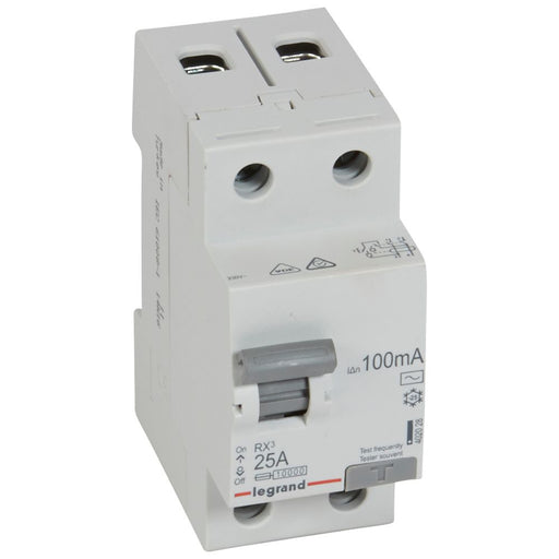 402028 Legrand RX³ Residual current circuit breaker 2P 230V 25A 100 mA AC type - Gabby Electric