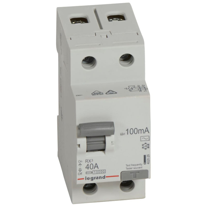 402029 Legrand RX³ Residual current circuit breaker 2P 230V 40A 100 mA AC type - Gabby Electric