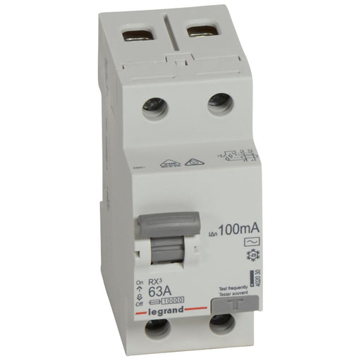 402030 Legrand RX³ Residual current circuit breaker 2P 230V 63A 100 mA AC type - Gabby Electric
