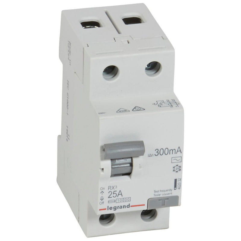 402032 Legrand RX³ Residual current circuit breaker 2P 230V 25A 300 mA AC type - Gabby Electric