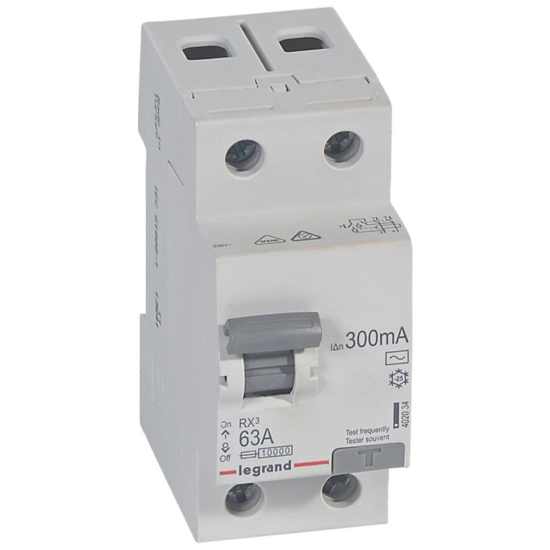 402034 Legrand RX³ Residual current circuit breaker 2P 230V 63A 300 mA AC type - Gabby Electric