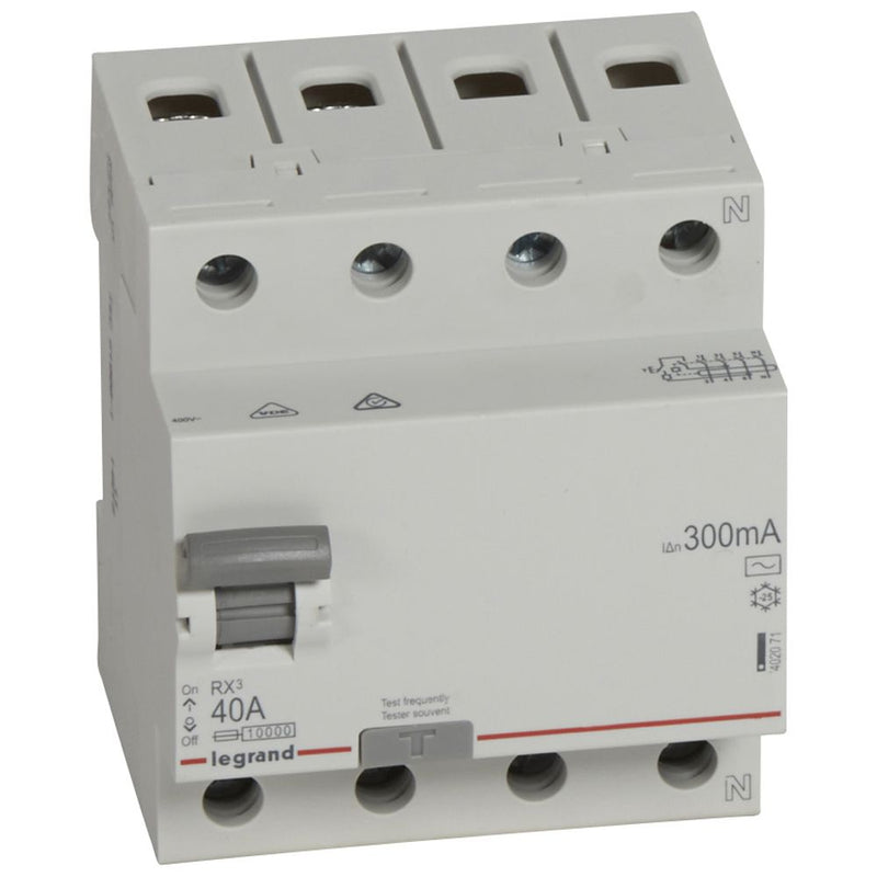Legrand 402071 RX³ Residual Current Circuit Breaker (RCCB) 4P 40A AC 300MA