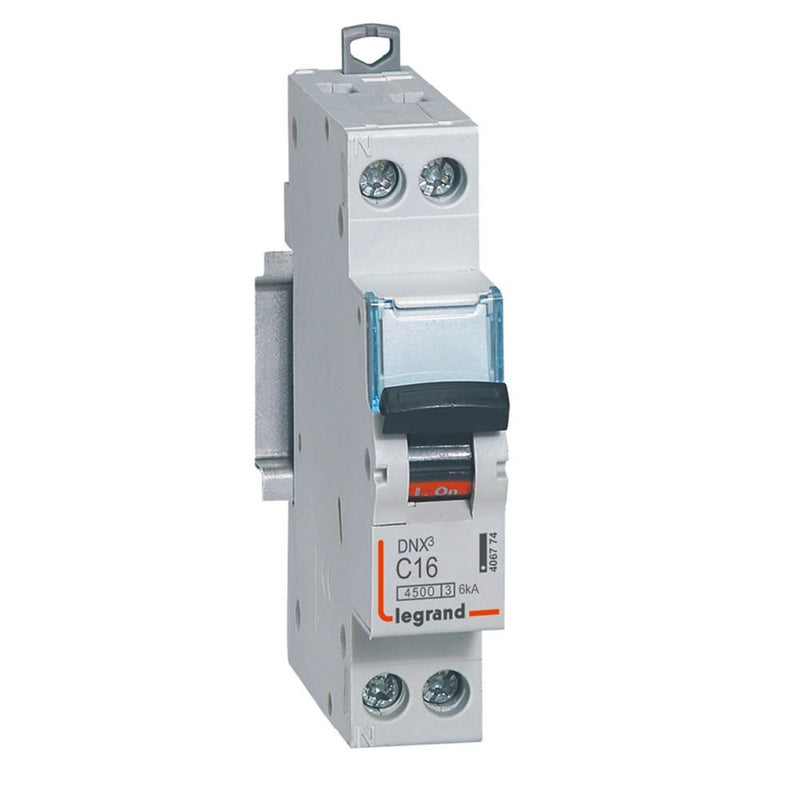 406774 Legrand DNX³ 4500 Phase Neutral Circuit Breaker (MCB), 2P C16A, 6kA - Gabby Electric