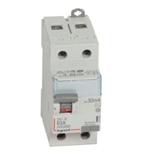 411506 Legrand DX³ Residual Current Circuit Breaker (RCCB) 2P 63A 30mA AC Type - Gabby Electric