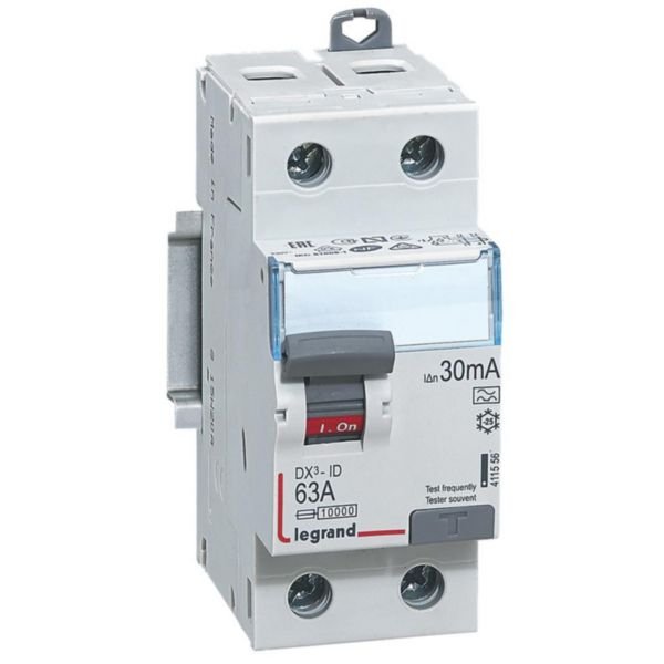 411556 Legrand DX³ ID Residual Current Circuit Breaker (RCCB) 2P 63A 30mA A Type - Gabby Electric
