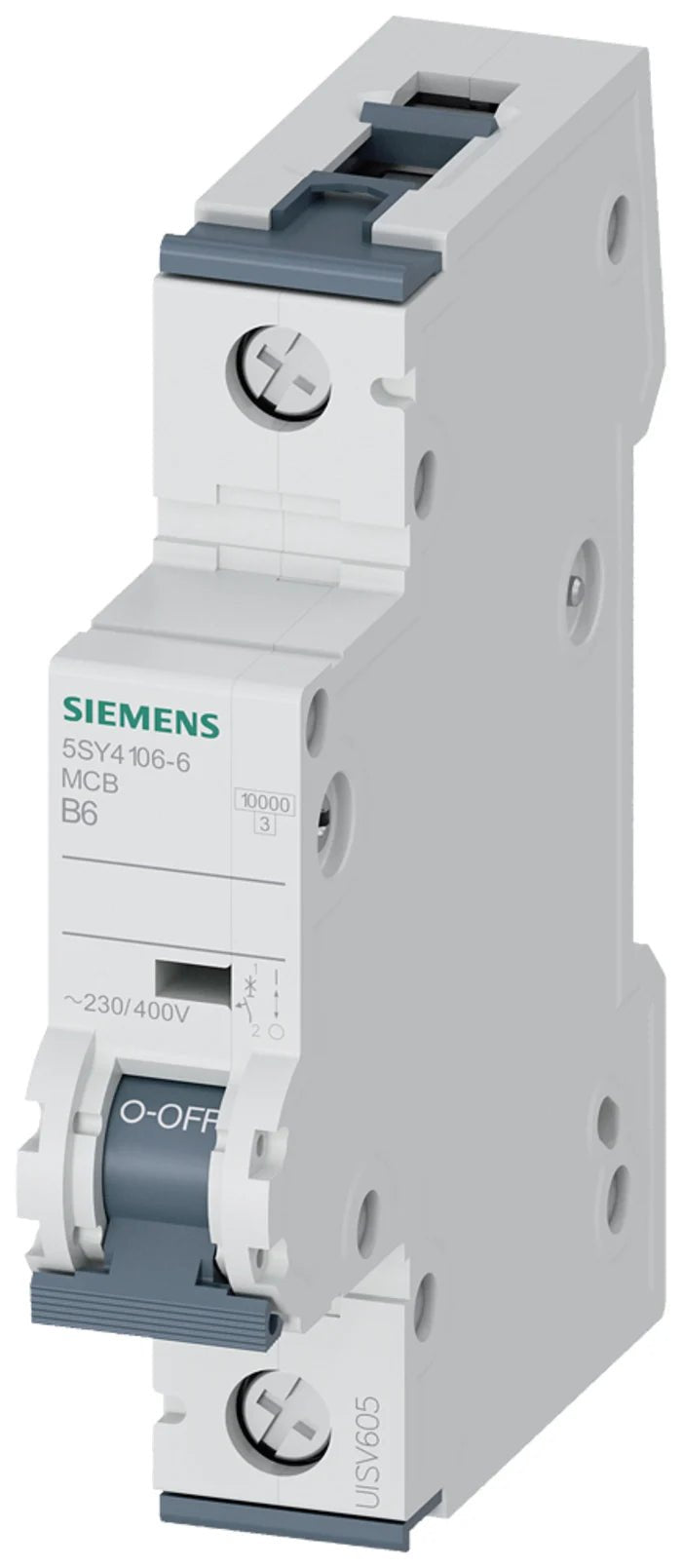 5SY4106 - 6 Siemens Miniature Circuit Breaker (MCB), 1P 6A Class B, 230 - 400V 10kA