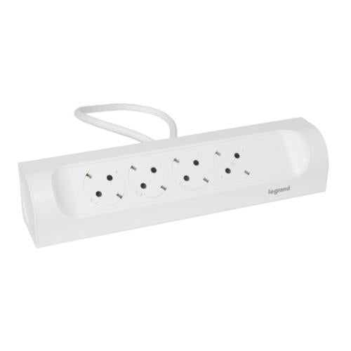 694501 Legrand Multi - Outlet Extension Sockets with 4 Schuko Standard 2P+T Flush Sockets, 16A 230V 3680W 1m, white - Gabby Electric