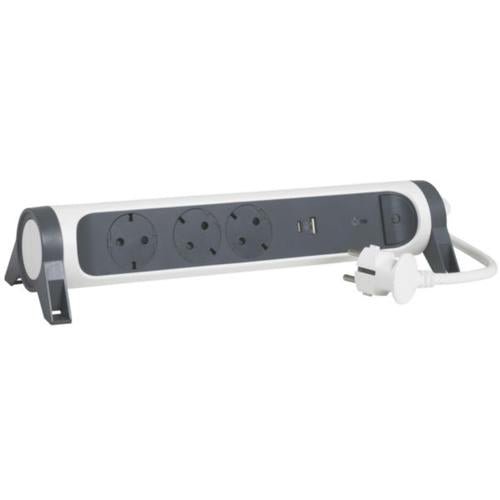 694508 Legrand Multi - Outlet Extension with 3 Rotating and Fixable Sockets + USB with Surge Protection Cable 1,5m and 1,5mm² Section - Gabby Electric
