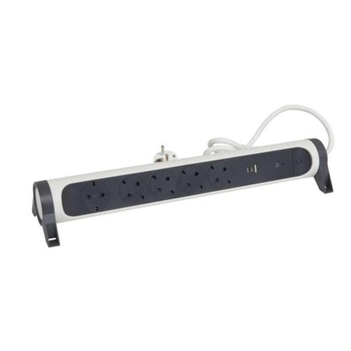 694510 Legrand Multi - Outlet Extension with 5 Rotating and Fixable Sockets + USB with Surge Protection Cable 1,5m and 1,5mm² Section - Gabby Electric