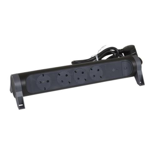 694511 Legrand Multi - Outlet Extension with 4 Rotating and Fixable Sockets with Surge Protection Cable 1,5m and 1,5mm² Section, Black - Gabby Electric