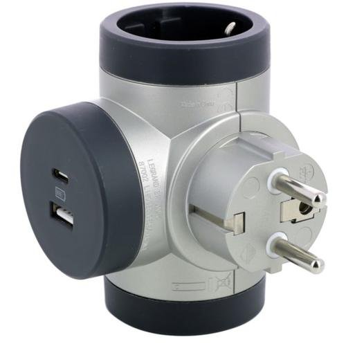 694524 Legrand Splitter + USB A + USB C Connectors With Grounding 2 Places - Gabby Electric