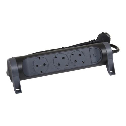 694528 Legrand Multi - Outlet Extension with 3 Rotating and Fixable Sockets with Cable 1.5m, Black - Gabby Electric