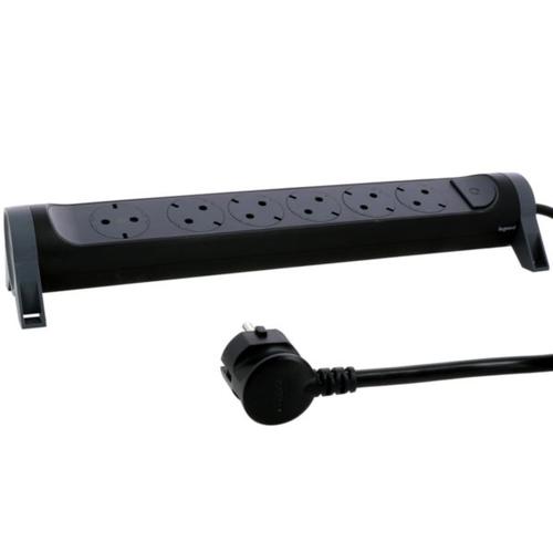 694540 Legrand Multi - Outlet Extension with 6 Rotating and Fixable Sockets with Cable 3m, Black - Gabby Electric
