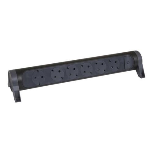 694548 Legrand Multi - Outlet Extension with 6 Rotating and Fixable Sockets, Without Cord, Black