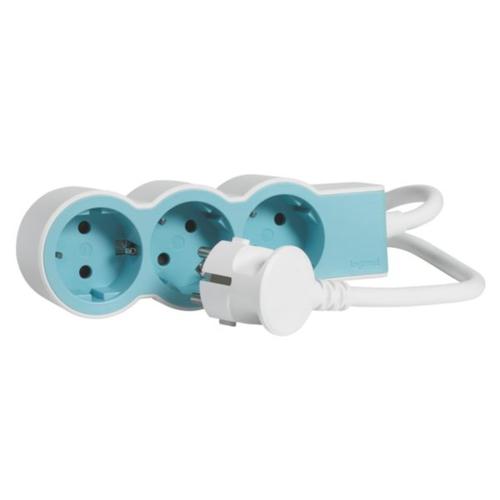 694551 Legrand Multi - Outlet Extension with 3 Sockets, Cable 1.5m, Blue