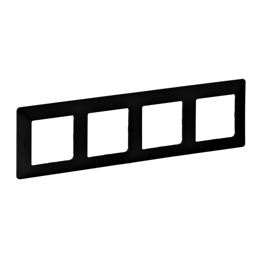 754254 Legrand 4 Gang Plate Valena Life Mat Black - Gabby Electric