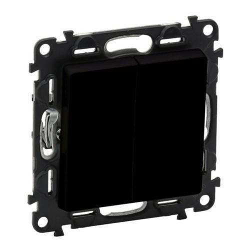 756305 Legrand One Way Switch Valena Life 10AX 2 Gang Mat Black - Gabby Electric