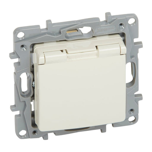 764632 Legrand NILOE Socket Schuko with lid IP44, with shutters 16A, ivory - Gabby Electric