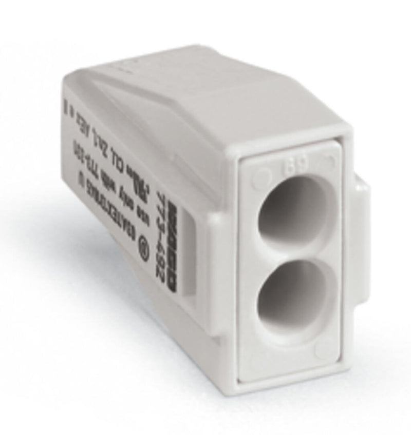 773 - 492 Wago PUSH WIRE Splicing connector for solid and stranded conductors 2.5 mm² 2 conductor, light gray - set of 100 - Gabby Electric