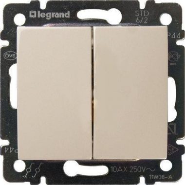 774305 Valena Switch 2 gang 1 way 10AX 250V, ivory - Gabby Electric