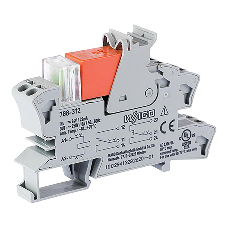 788 - 312 Wago Relay Module 24VDC 8A 2CO, Gray