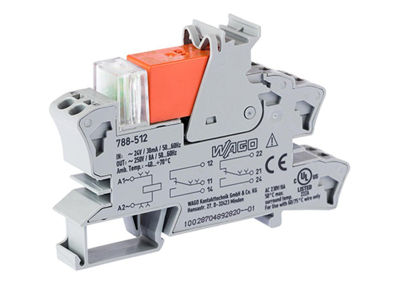 788 - 512 Wago Relay Module 24VAC 8A 2CO, Gray