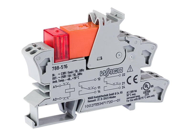 788 - 516 Wago Relay Module 230VAC 8A 2CO, Gray