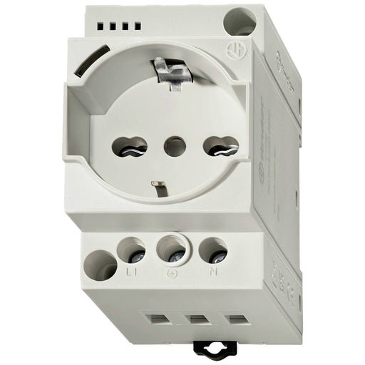 7U0082300000 (7U.00.8.230.0000) 7U Socket Schuko + Italian Bipasso 10/16A 230VAC, RAL7035 - Gabby Electric