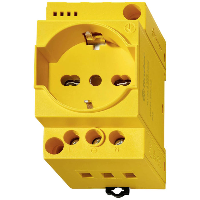 7U0082300002 (7U.00.8.230.0002) 7U Socket Schuko + Italian Bipasso 10/16A 230VAC, RAL1021 - Gabby Electric