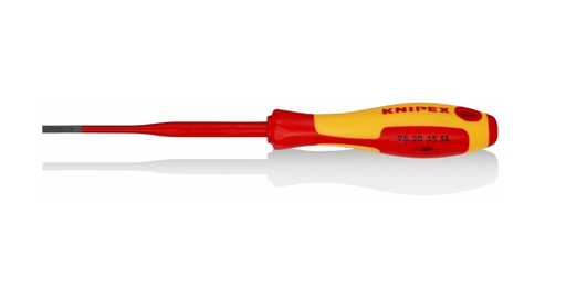 98 20 35 SL Knipex Screwdriver (Slim) For Slotted Screws Length: 202mm - Gabby Electric