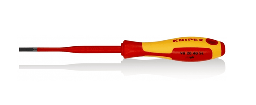98 20 40 SL Knipex Screwdriver (Slim) For Slotted Screws Length: 202mm - Gabby Electric