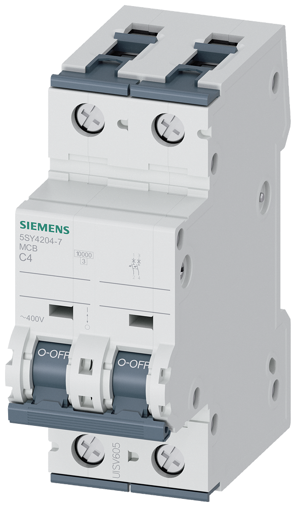 Siemens 5SY4204-7 2-Pole Miniature Circuit Breaker 4 A Type C