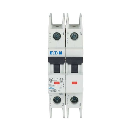 Eaton 102191 FAZ-D20/2-NA MCB 2P D Curve 20A UL 489 DIN Rail