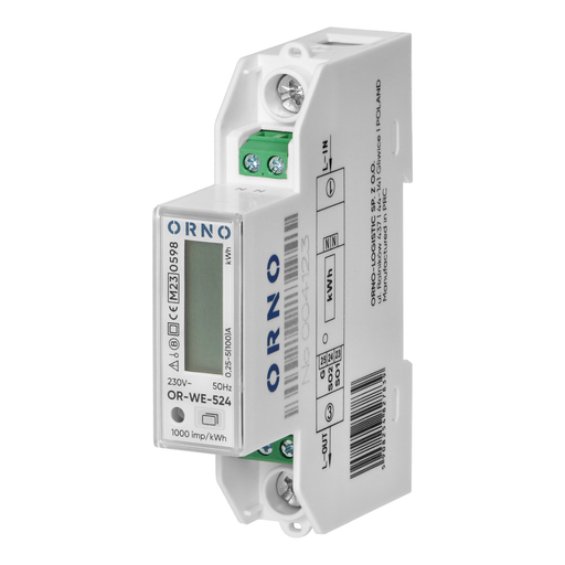 1-phase energy meter, bi-directional, 100A, MID, 1 module, DIN TH-35mm