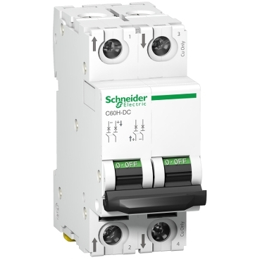 Schneider A9N61526 Acti9 C60H-DC MCB 2P C6A 500V DC DIN Rail