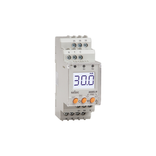 Selec 900ELR-2-230V-CE Earth Leakage Relay 230V AC 2x1 C/O DIN Rail
