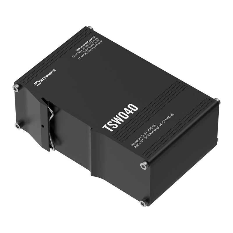 Teltonika TSW040 TSW040000000 PoE+ DIN Rail Switch, second angled view