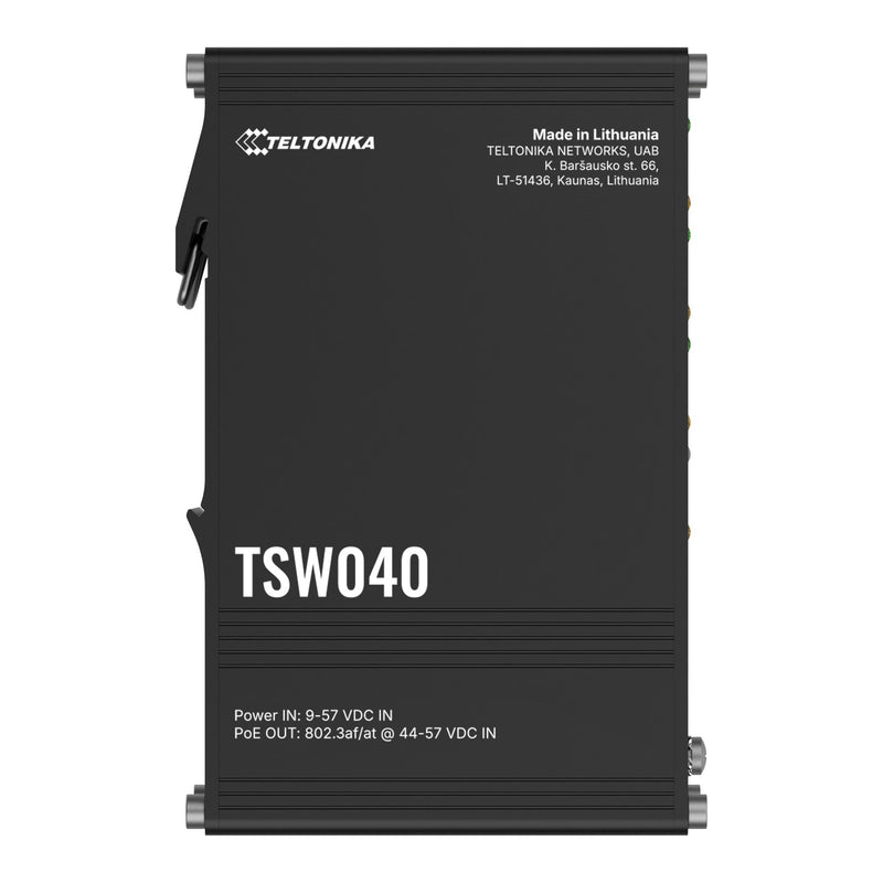 Teltonika TSW040 TSW040000000 PoE+ DIN Rail Switch, top view