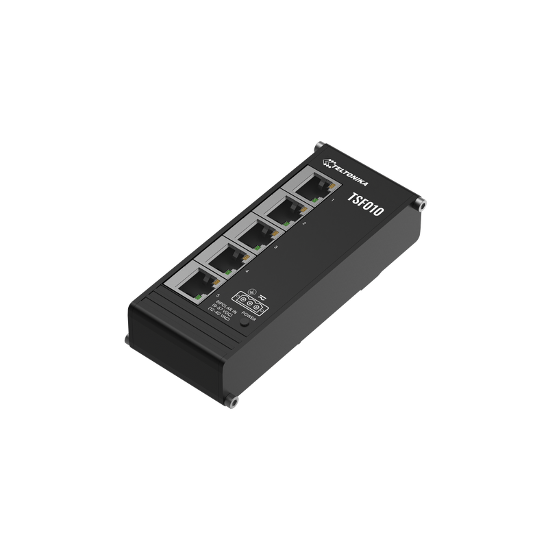 Teltonika TSF010 TSF010010000 flat unmanaged 5-port Ethernet switch, AC/DC input