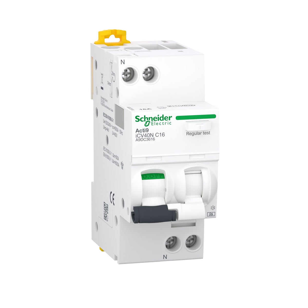 Schneider A9DC3616 Acti9 iCV40N RCBO 1P+N 16A C 6kA 30mA — Gabby Electric