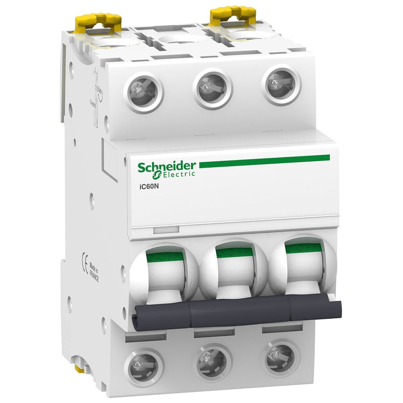 Schneider A9F04310 stroomonderbreker iC60N, 3P, 10A, C karakteristiek, wit Schneider A9F04310 stroomonderbreker iC60N, 3P, 10A, C karakteristiek, wit