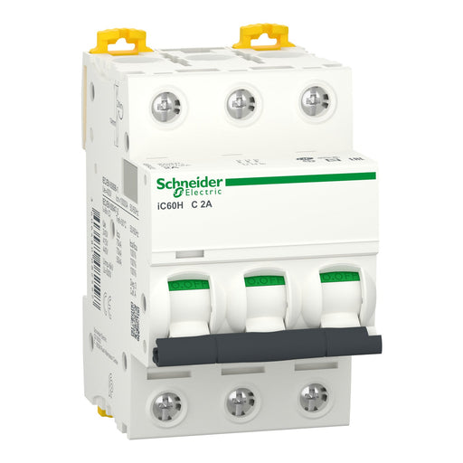 A9F84302 Schneider Electric Miniature Circuit Breaker (MCB), Acti9 iC60H 3P C2A 10kA - Gabby Electric