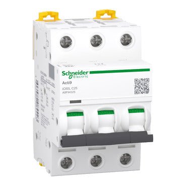 A9F94325 Schneider Electric Miniature Circuit Breaker (MCB), Acti9 iC60L, 3P C25A 15kA