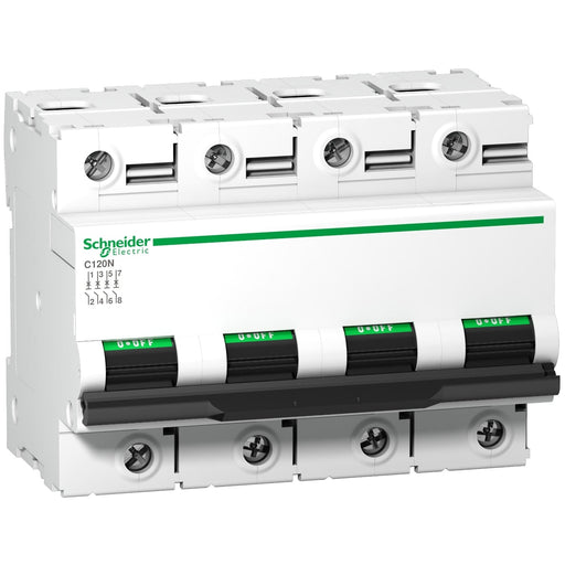 A9N18372 Miniature circuit breaker (MCB), Acti9 C120N, 4P, 80A, C curve, 10000A (IEC/EN 60898 - 1), 10kA (IEC/EN 60947 - 2) - Gabby Electric