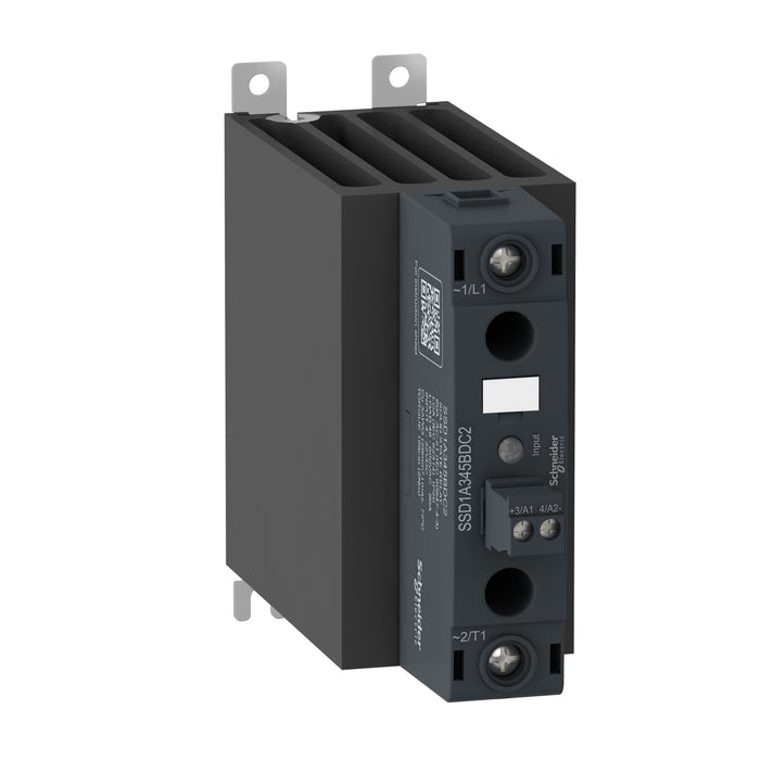 SSD1A360BDC2 DIN rail mount, Harmony Solid State Relays, 60A, zero Voltage switching, contactor configuration screw input, input 4 to 32V DC, output 48 to 600V AC
