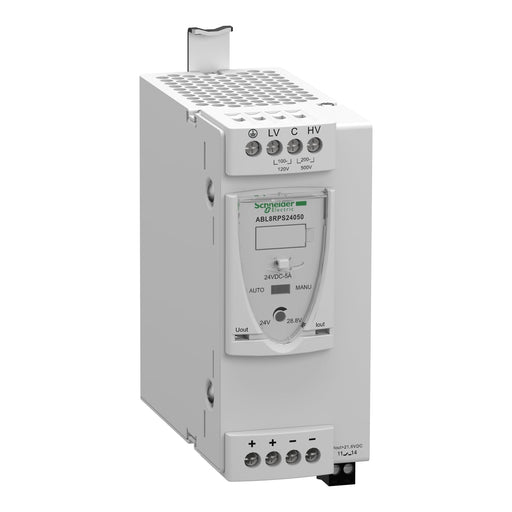 ABL8RPS24050 Schneider Electric Regulated Switch Power Supply, ABL8 Modicon 24VDC 120W 5A 100 - 500VAC - Gabby Electric